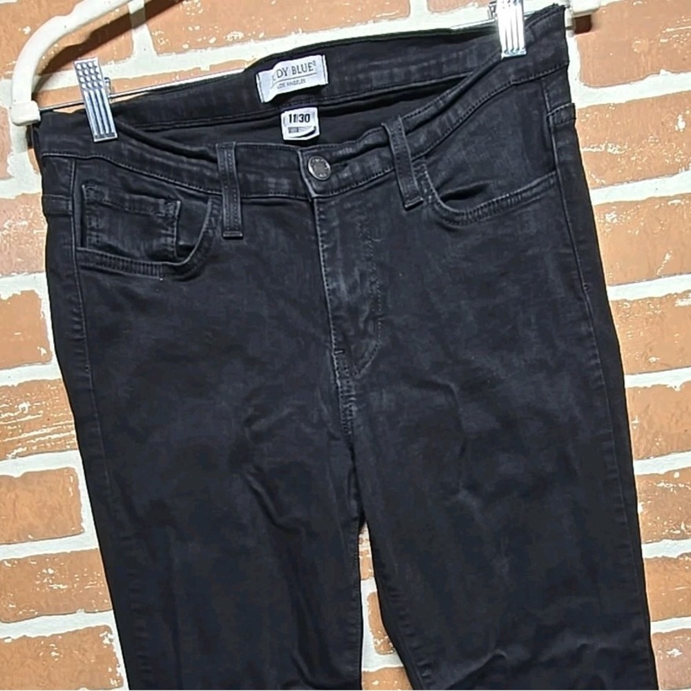 Judy Blue Womens Cropped Fringe Hem‎ Black Denim stretch Jeans Size  11/30
